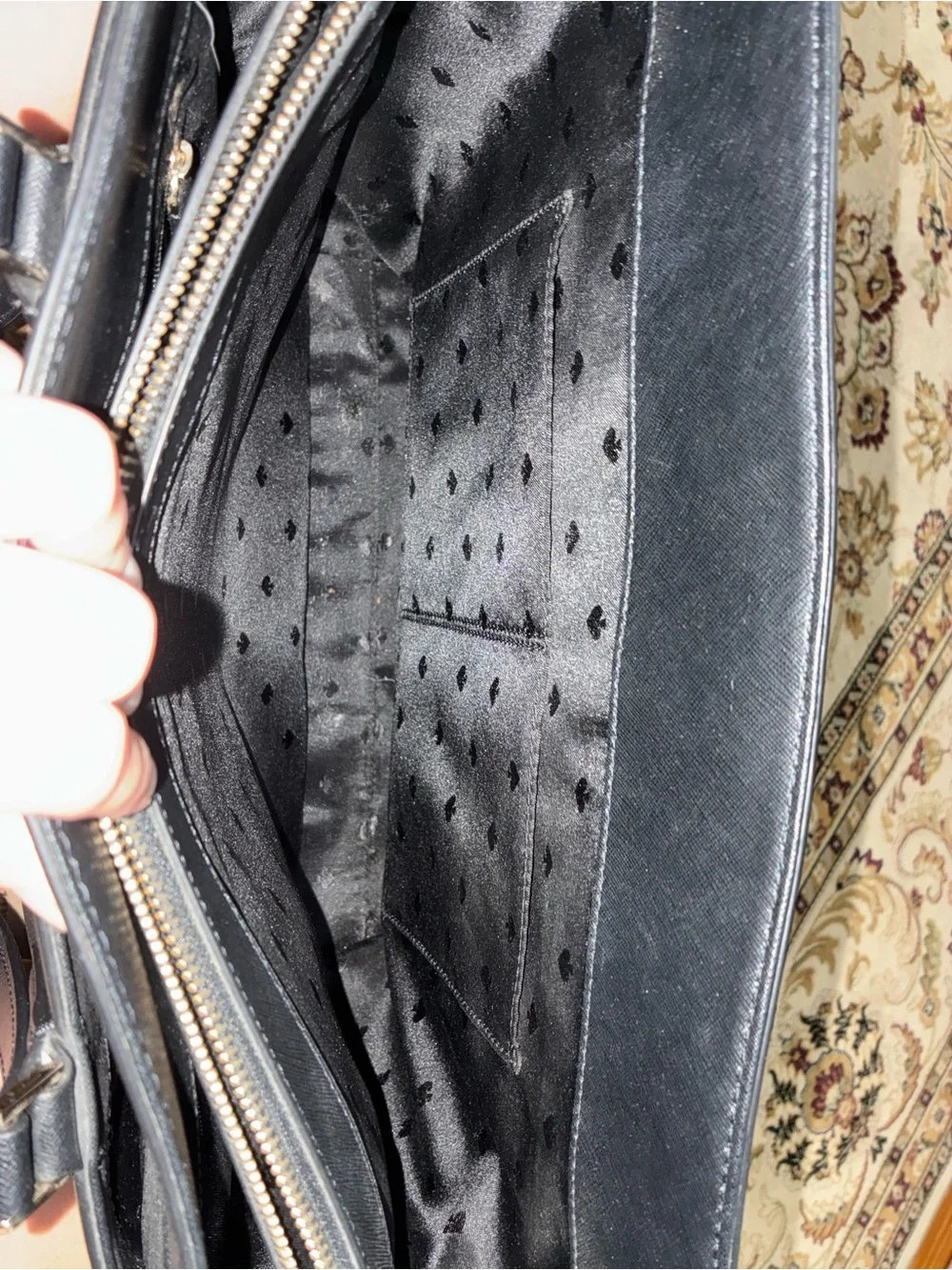 kate spade Black Saffiano Leather Tote with Luggage Tag